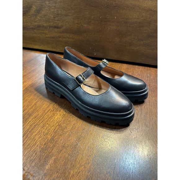 Madewell Chunky Mary Jane Shoes Women 10 Black Academia Dark Neutral Grunge 90s - Picture 4 of 11